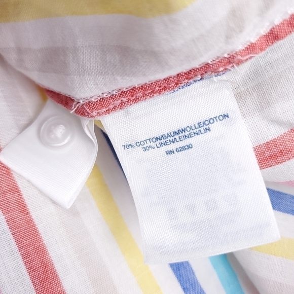 New Lands' End White Striped Cotton Linen Top S - Picture 8 of 16